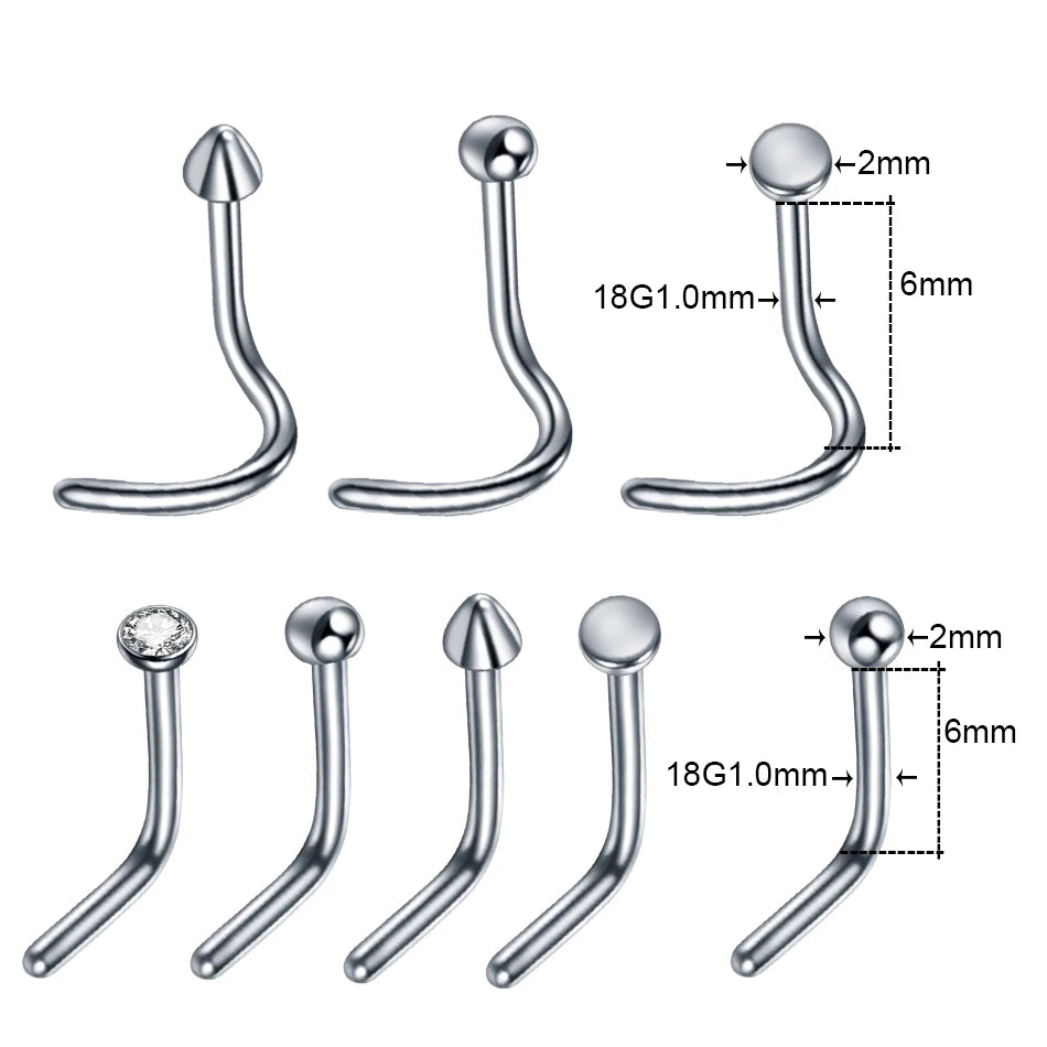 Titanium Nose Stud L-Shape