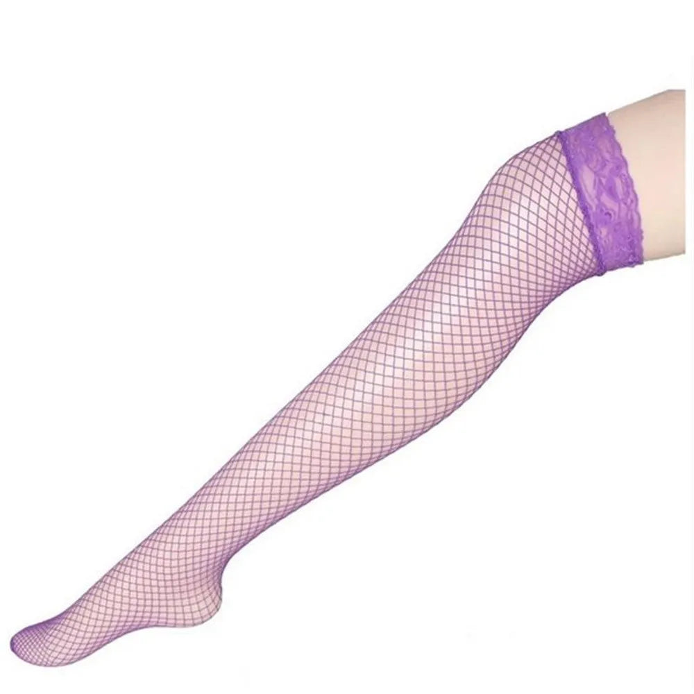 Crystal Glitter Up Thigh High Stockings Rhinestone Fishnet Over The Knee Socks