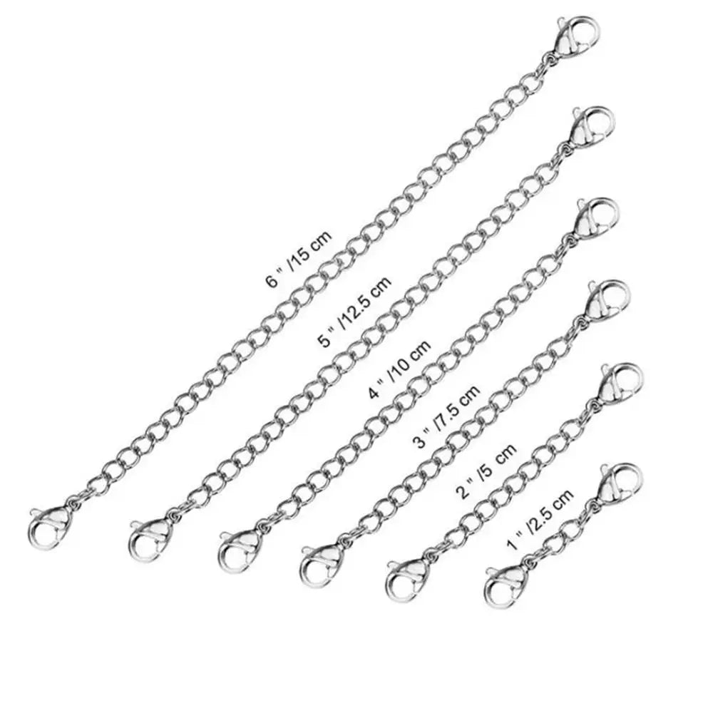 Stainless Steel Extender Chain Adjustable Necklace Bracelet, Lobster Clasps Extension Link Set for DIY Jewelry Making