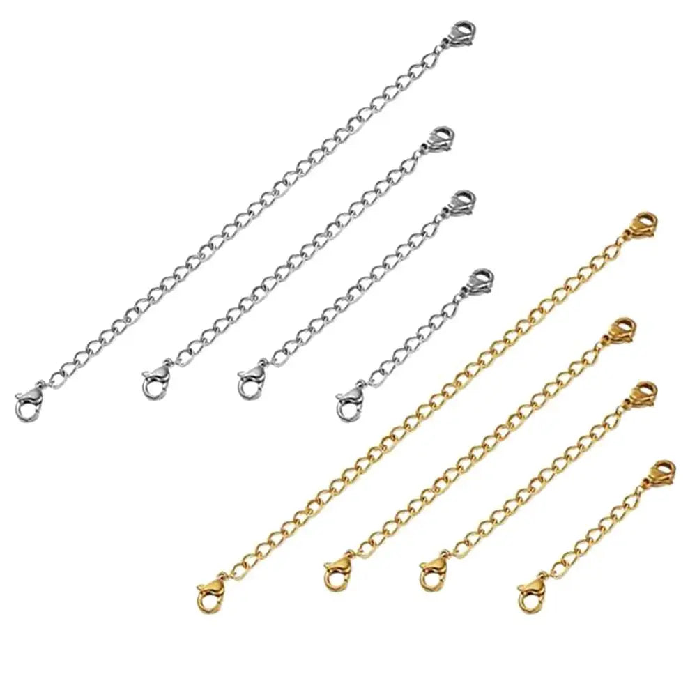 Stainless Steel Extender Chain Adjustable Necklace Bracelet, Lobster Clasps Extension Link Set for DIY Jewelry Making