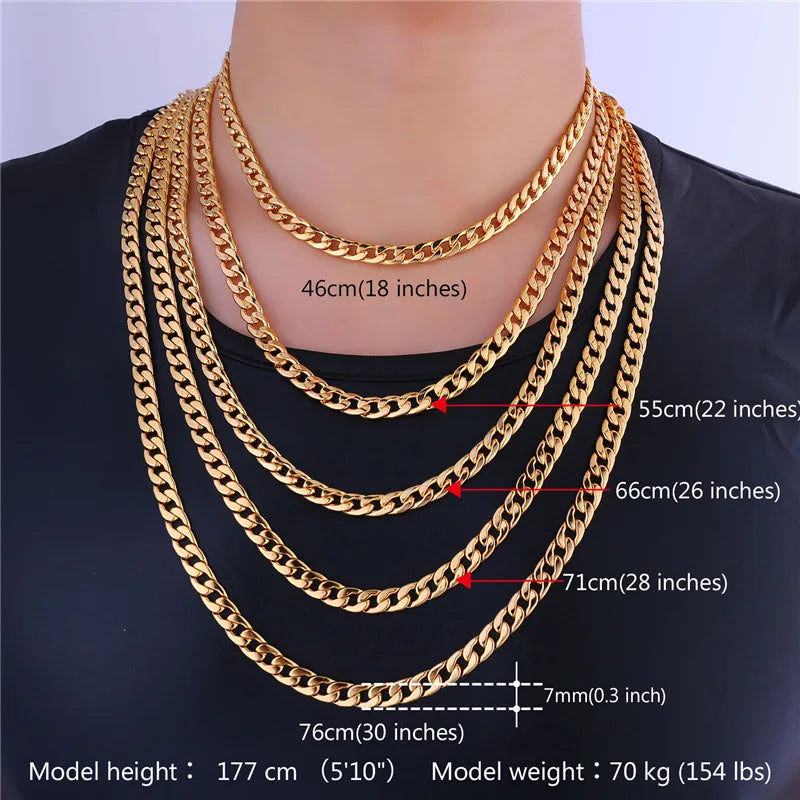 Gold 7MM Wide Chain and Bracelet