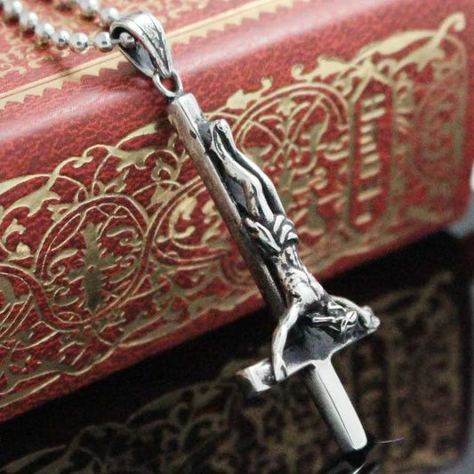 Stainless Steel Inverted Cross Pendant Necklace High Quality Fashion Jewelry