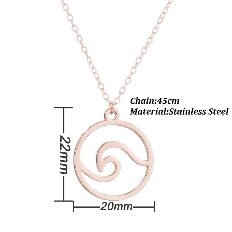 Wave Pendant Necklace Stainless Steel Jewelry Necklace Surfer Charms