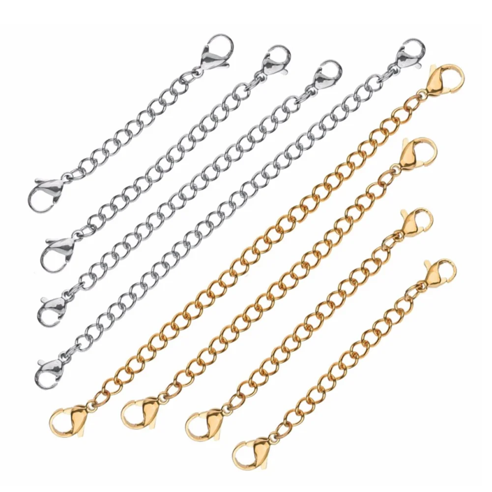 Stainless Steel Extender Chain Adjustable Necklace Bracelet, Lobster Clasps Extension Link Set for DIY Jewelry Making