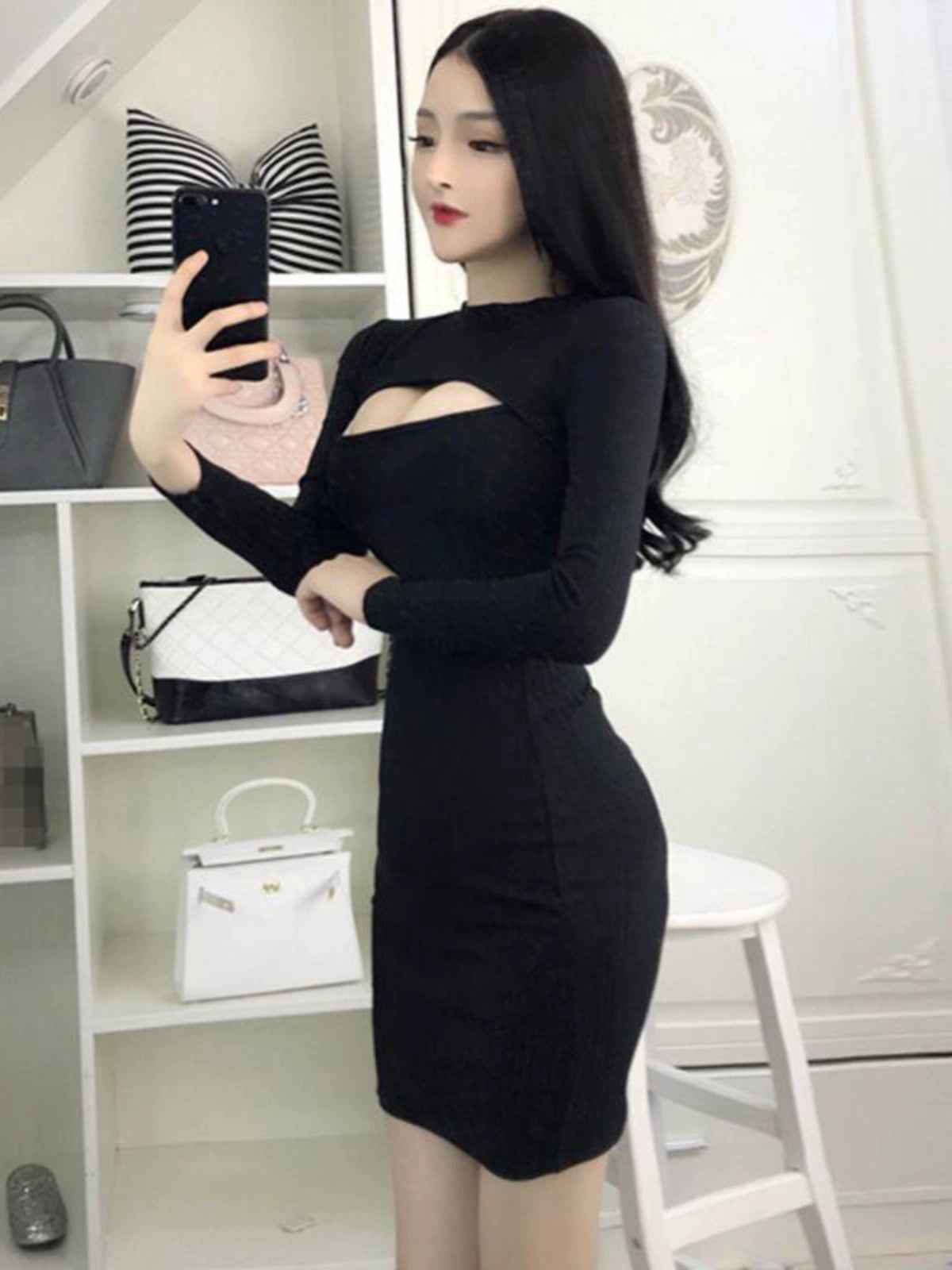 Cutout Slim Fit Long Sleeves Dress