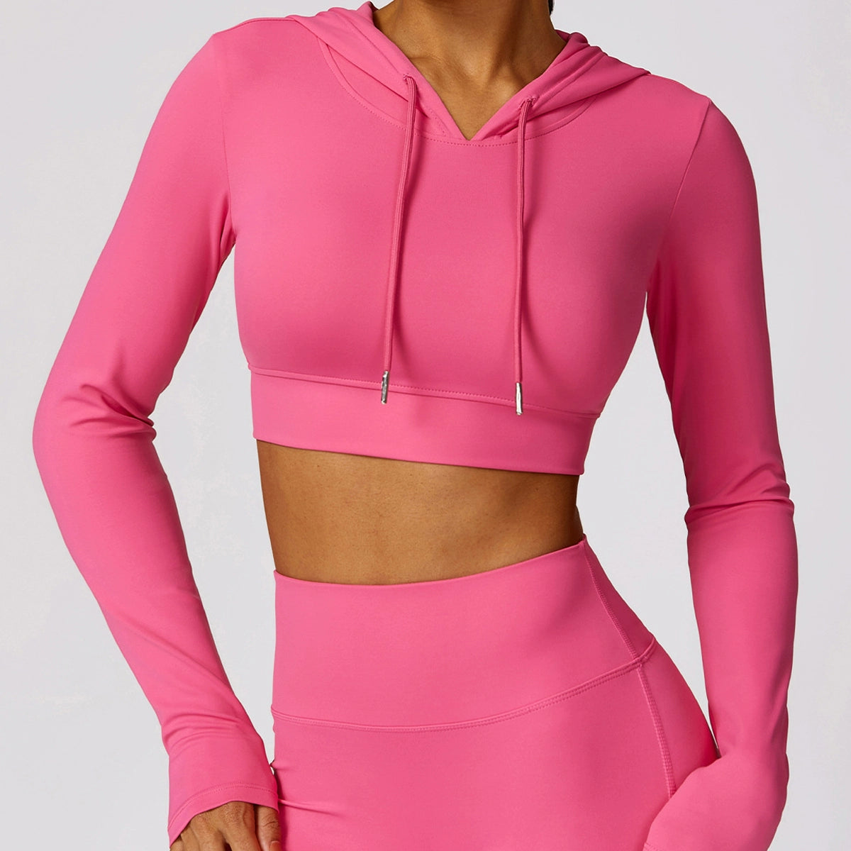 Long SleeveT-shirt Hooded Workout Top without Chest Pad