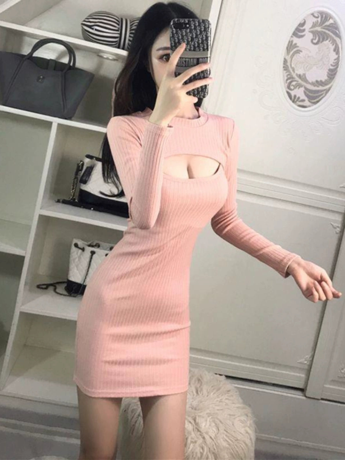 Cutout Slim Fit Long Sleeves Dress