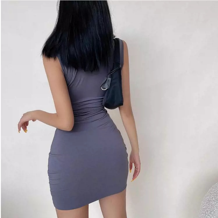 Right-Angle Shoulder Double-Layer Vest Dress