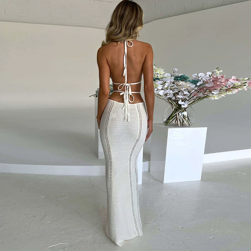 Low-Cut Backless  Hip Skirt See-through