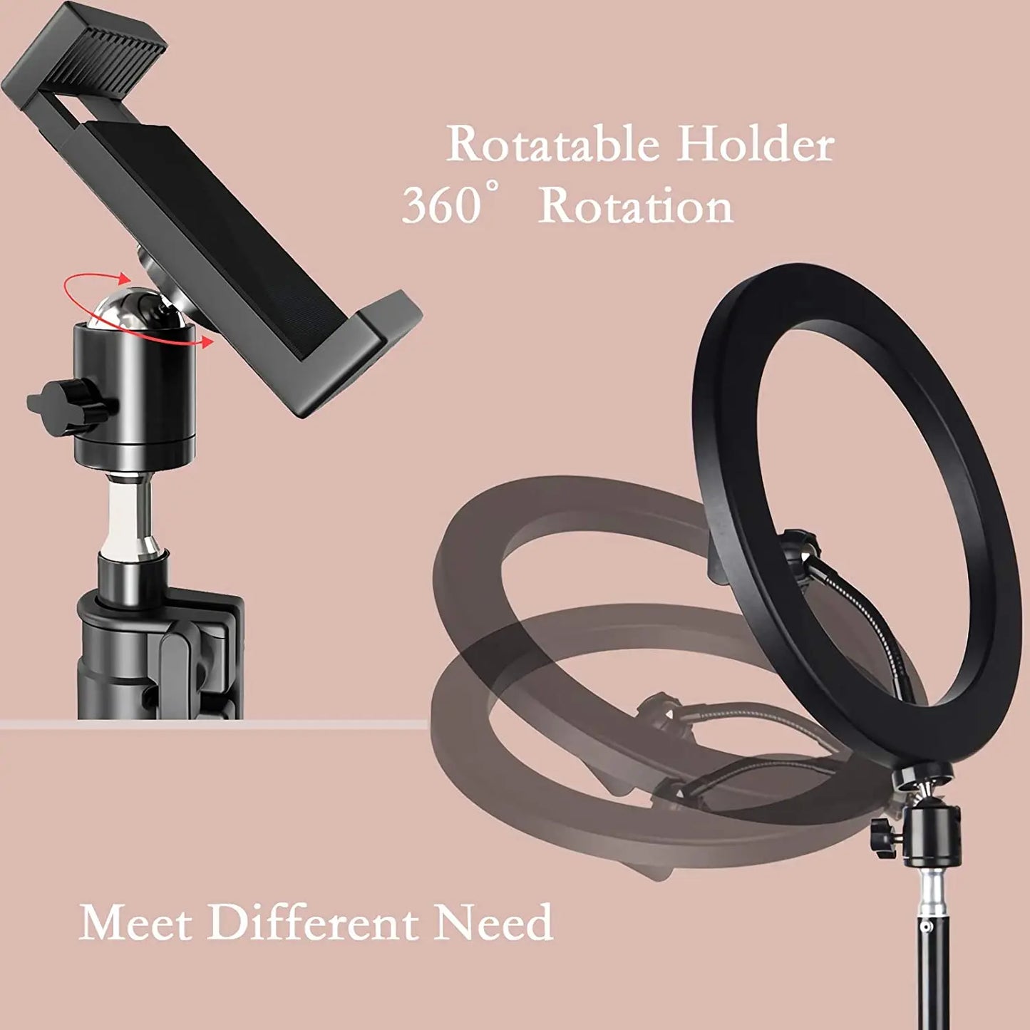 LED Selfie Ring Light Portable Photography Fill Lighting With 50cm Tripod & Remote control