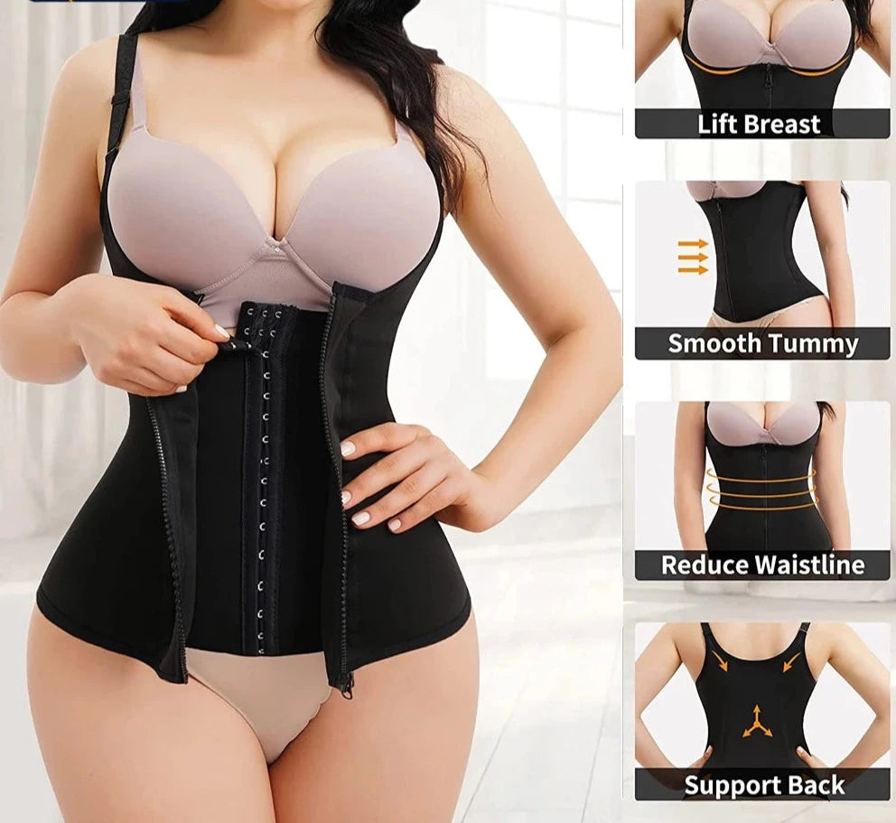 Zipper Hook Corset Vest Trimmer Tank Top Girdle for Body Shaping, Lose Weight Slimming