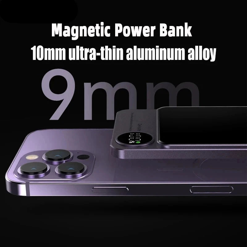 Slim Magnetic 5,000-10,000 mAh Power Bank (15W Wireless Fast Charger)