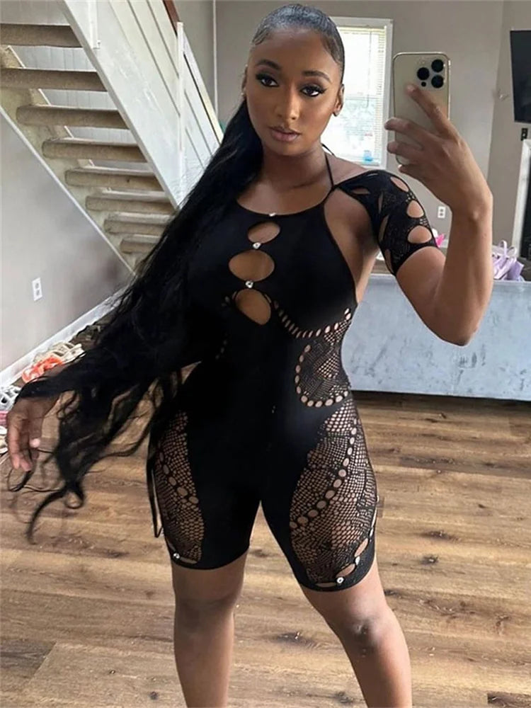 Off Shoulder See Through Elastic One Pieces BodyCon