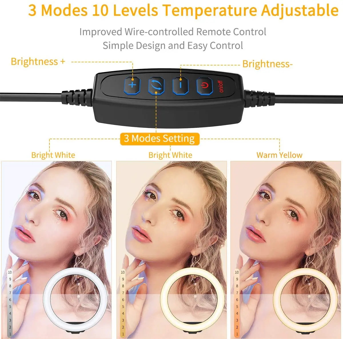 LED Selfie Ring Light Portable Photography Fill Lighting With 50cm Tripod & Remote control