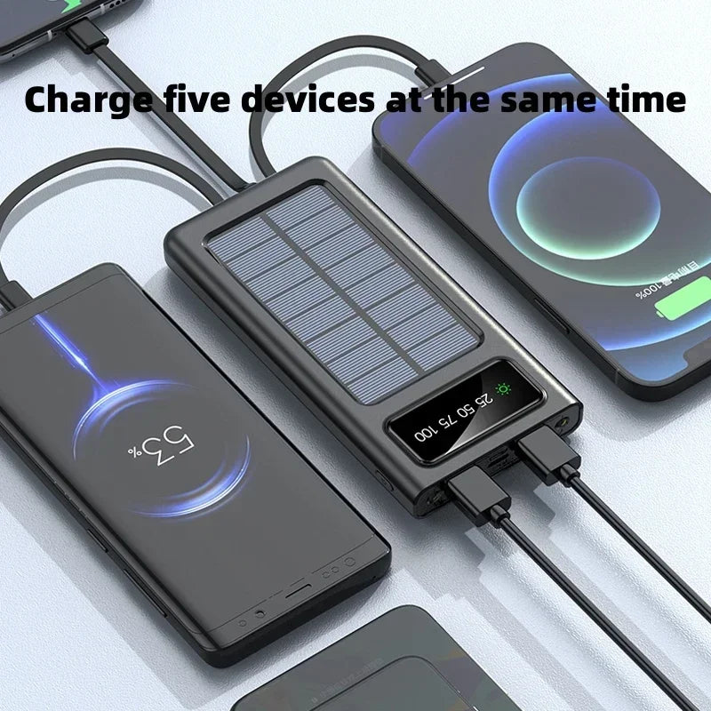 Ultra-Large Capacity (20,0000 mAh) Solar  Charging Power Bank (Four Output Cables)