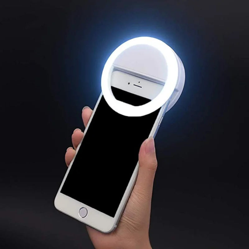 Fashion LED Selfie Light Clip Ring Flashlight For Mobile Phones USB Rechargable 3 Modes Lighting Girl Selfie Lamp Clip on Phone