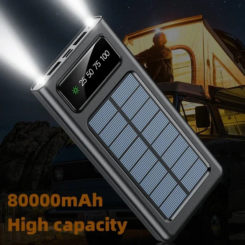 Ultra-Large Capacity (20,0000 mAh) Solar  Charging Power Bank (Four Output Cables)