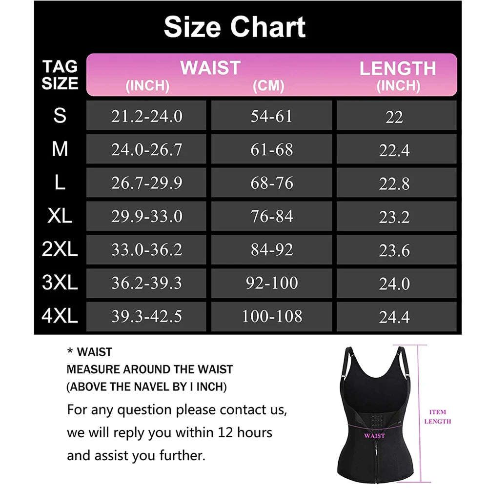 Zipper Hook Corset Vest Trimmer Tank Top Girdle for Body Shaping, Lose Weight Slimming