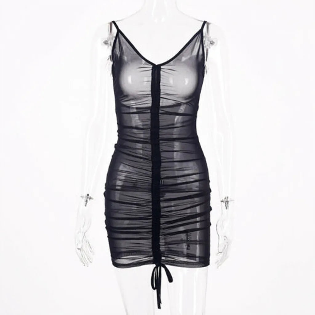 Mesh Mini Dress Transparent Sleeveless