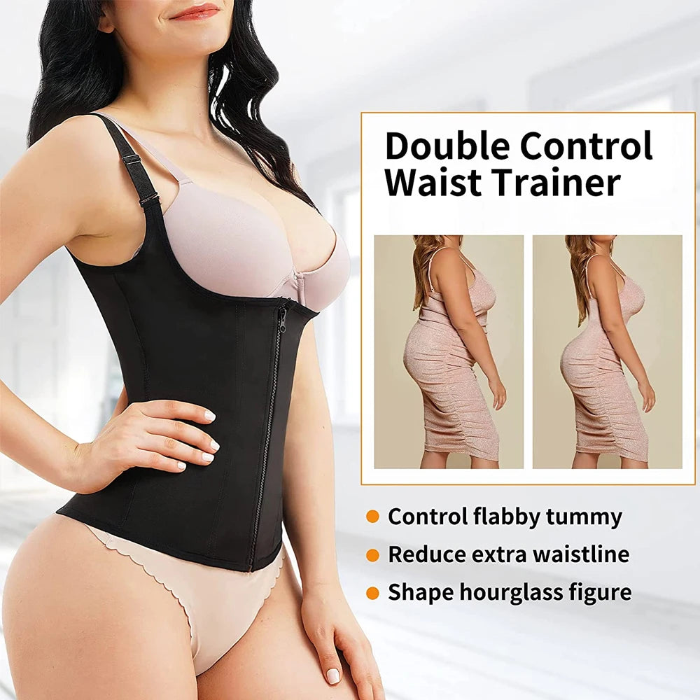 Zipper Hook Corset Vest Trimmer Tank Top Girdle for Body Shaping, Lose Weight Slimming