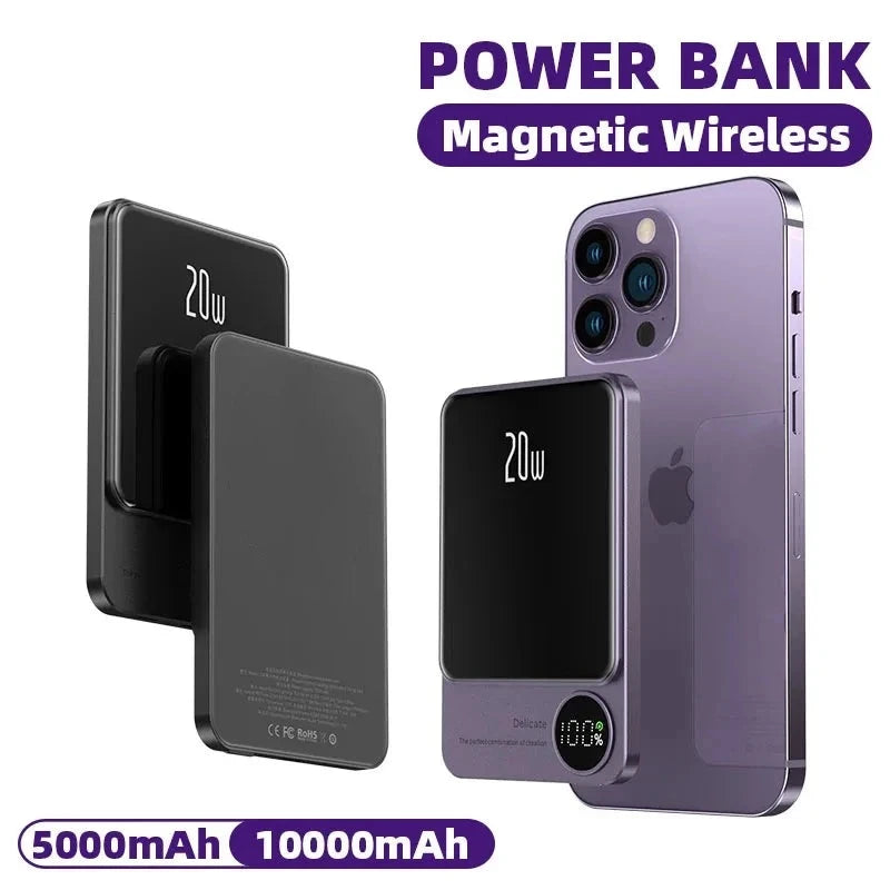 Slim Magnetic 5,000-10,000 mAh Power Bank (15W Wireless Fast Charger)