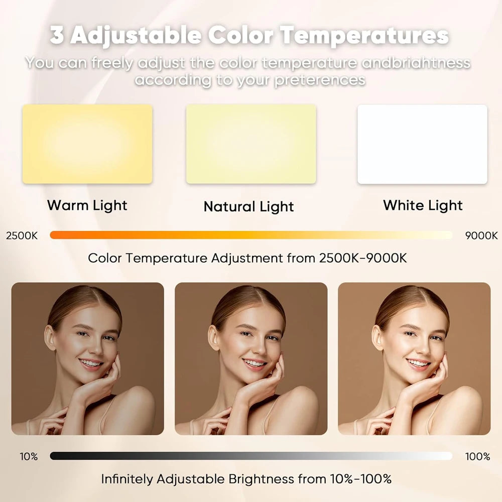 LED Selfie Light 120 LED 3000Mah Rechargeable Light Clip 3 Light Modes Ring Light for